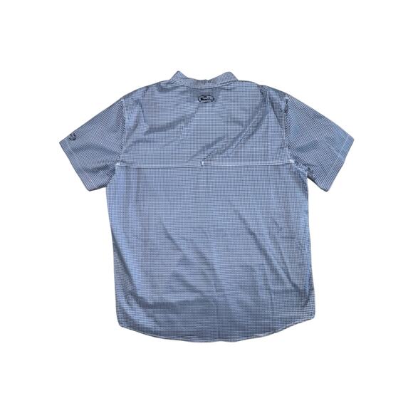 Drake Men’s Large Blue Check Short Sleeve Button Up Fishing Shirt Vented Outdoor - Picture 9 of 14